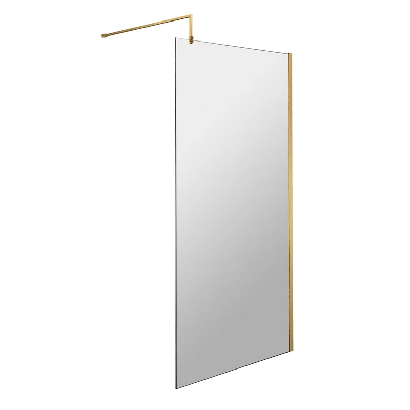 Vista 8mm Brushed Brass Walk-In Shower Screen - 1850mm