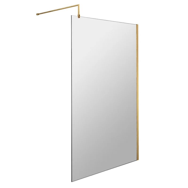 Vista 8mm Brushed Brass Walk-In Shower Screen - 1850mm
