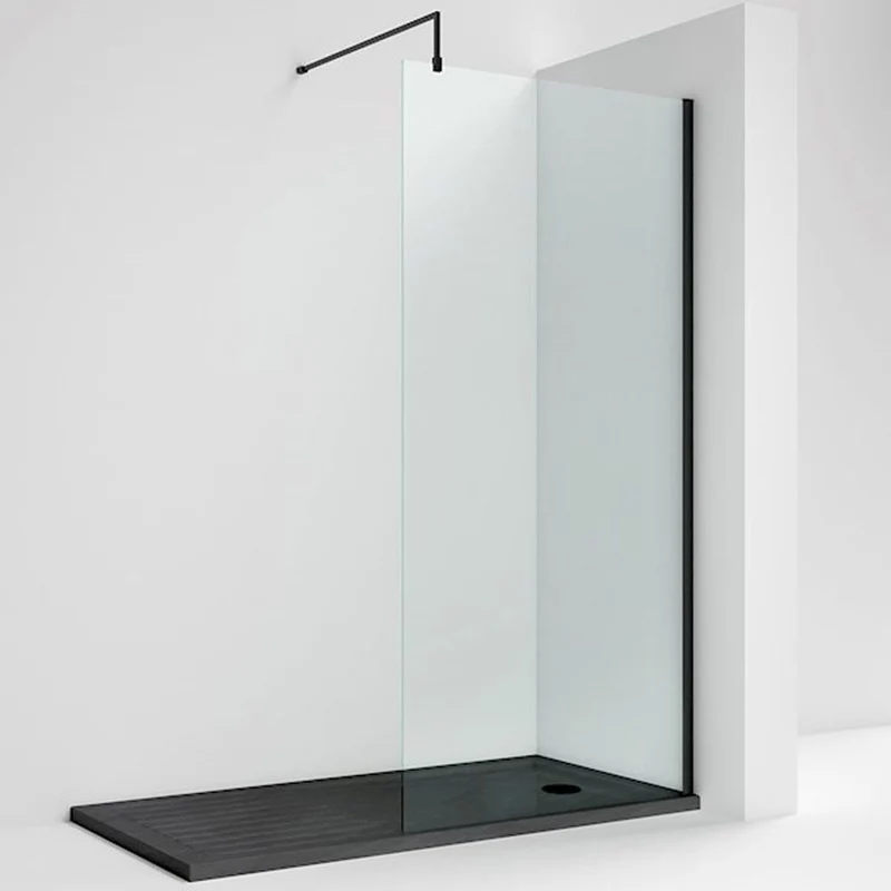 Vista 8mm Matt Black Walk-In Shower Screen - 1850mm