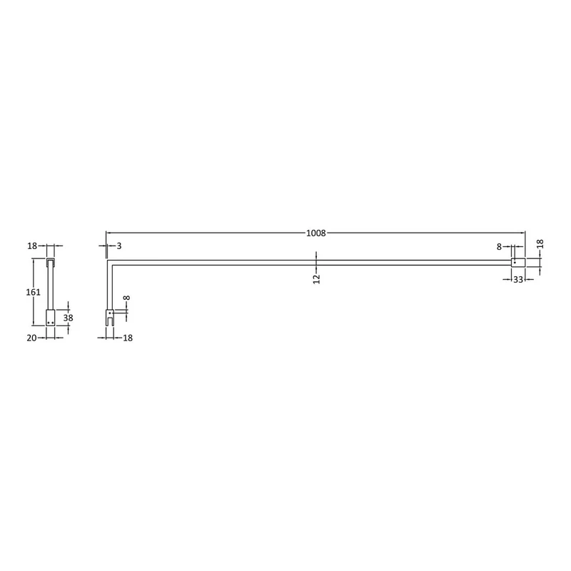 Vista 8mm Matt Black Walk-In Shower Screen - 1850mm