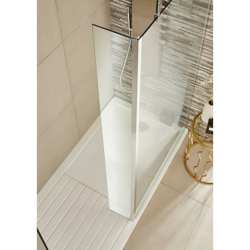 Vista 8mm Chrome Walk-In Shower Screen With Fixed Return Panel - 1850mm