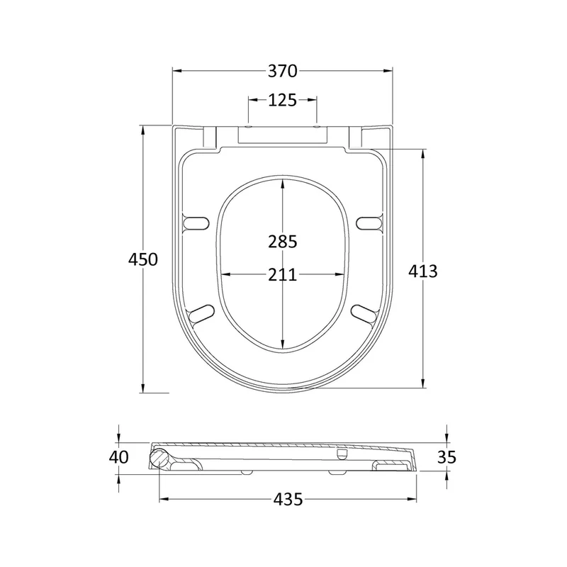 Nuie Luxury D Shaped Toilet Seat Contemporary White Stainless Steel Nylon,urea 40x370x450mm