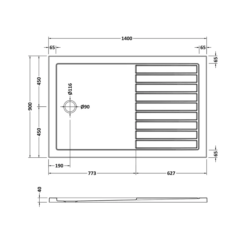 Nuie Wetroom Trays Rectangular Walk-in Shower Tray 1400 X 900 Contemporary White Acrylic Capped ABS Caco3 And Pu