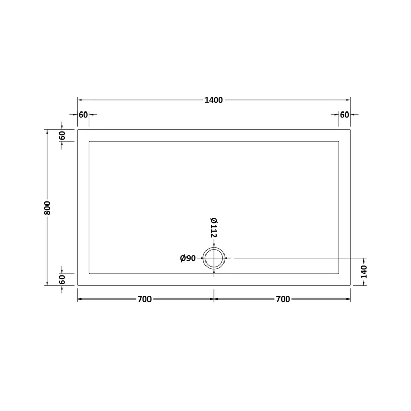 Nuie Rectangular Trays Slip Resistant Rectangular Shower Tray 1400 X 800mm Contemporary European White Acrylic Capped ABS Caco3 And Pu