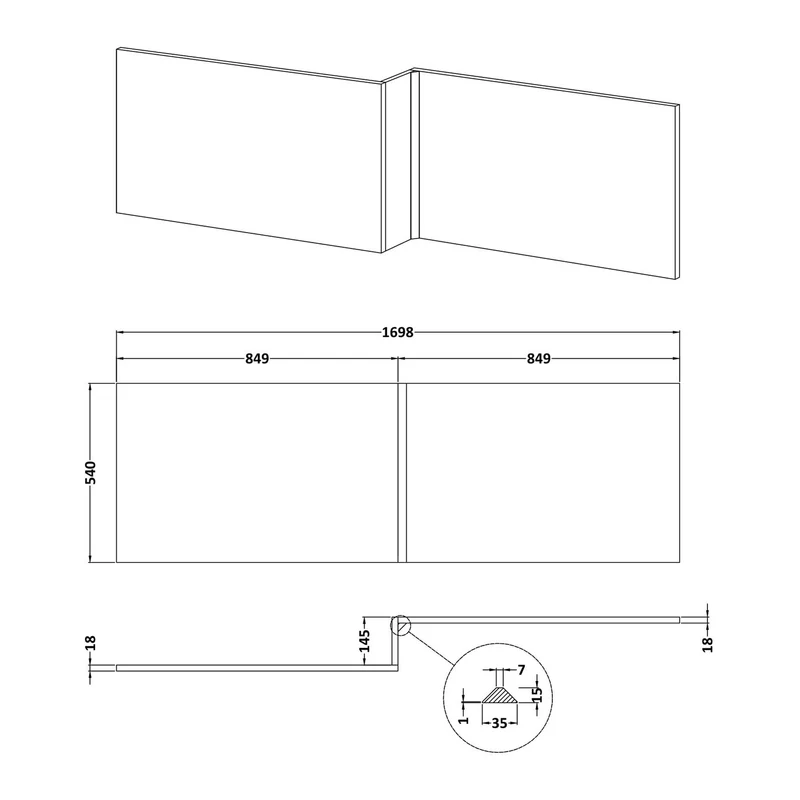 Cape Wooden L Shape Shower Bath Front Panel 1700mm - Gloss White