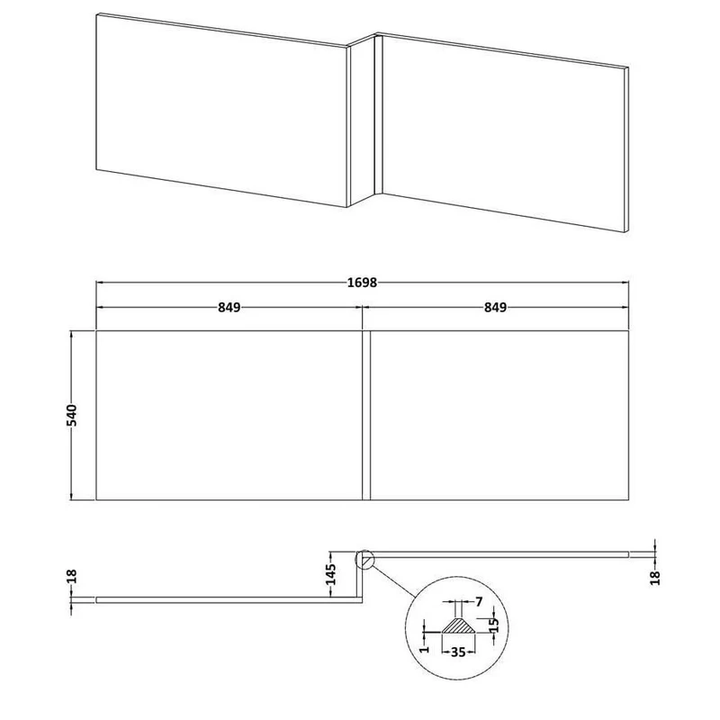 Cape Wooden L Shape Shower Bath Front Panel 1700mm - Gloss Grey