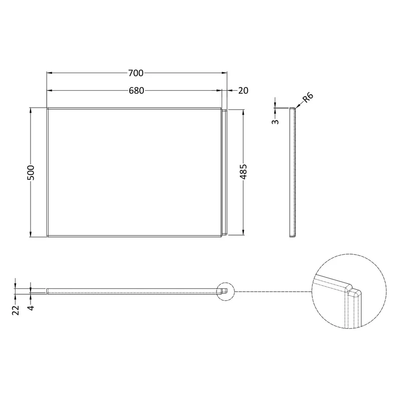 Capri Acrylic B Shape Shower Bath End Panel 750mm