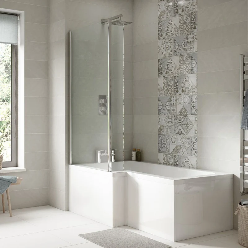 Cape L Shape Shower Bath With Screen & Front Panel 1500 x 850mm