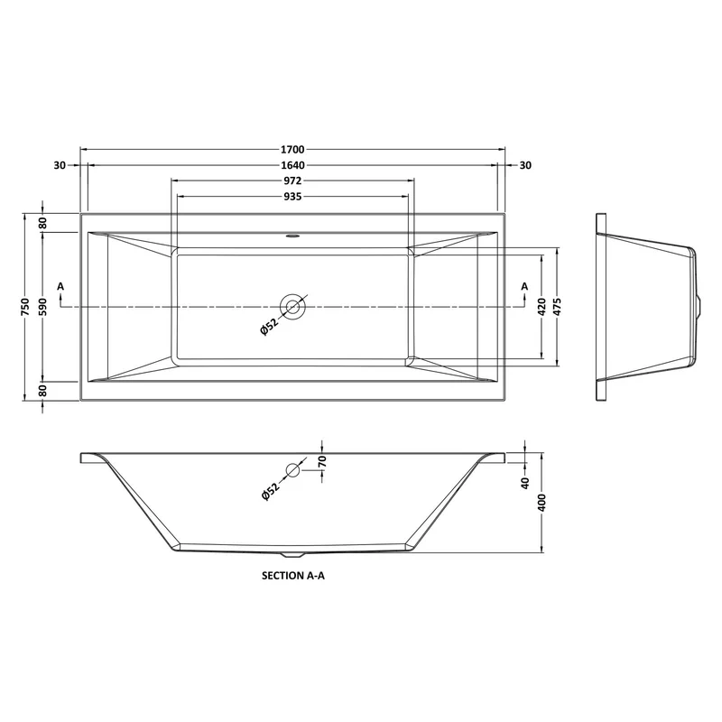 Cape Double Ended Bath 1700 x 750mm