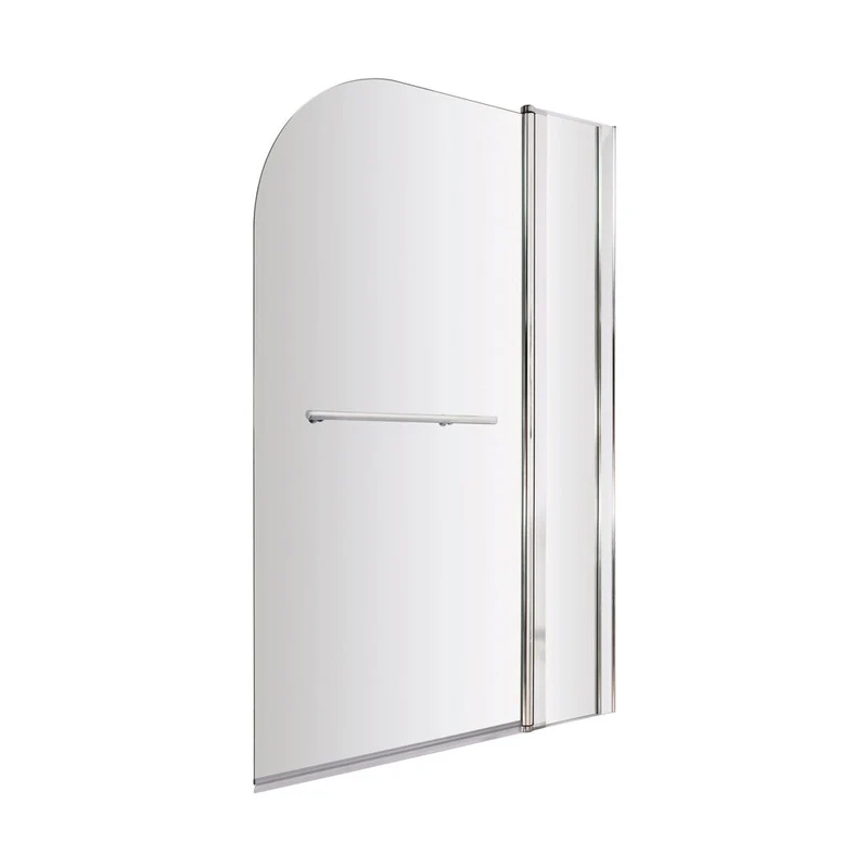 Nuie Round Bath Screen Fixed Panel & Rail Contemporary Chrome Aluminium 1433x998x24mm