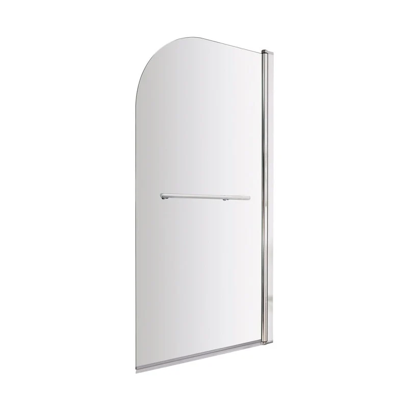 Nuie Round Bath Screen With Rail Contemporary Chrome Aluminium 1430x790x24mm