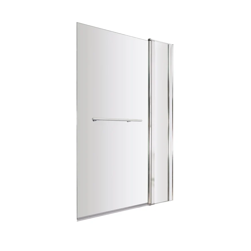 Nuie Square Bath Screen With Fixed Panel & Rail Contemporary Chrome Aluminium 1433x998x24mm