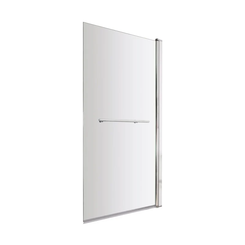 Nuie Square Bath Screen With Rail Contemporary Chrome Aluminium 1430x790x24mm