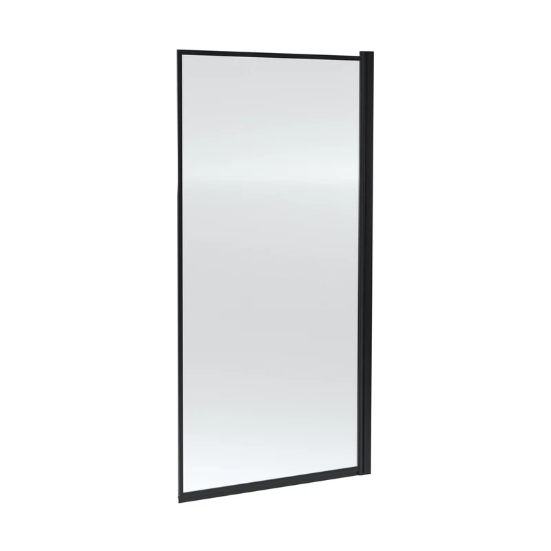 Nuie Outer Framed Bath Screen Contemporary Matt Black Aluminium 1430x790x24mm