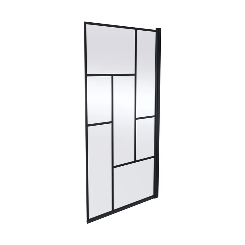 Nuie ABStract Bath Screen Contemporary Matt Black Aluminium 1430x790x38mm