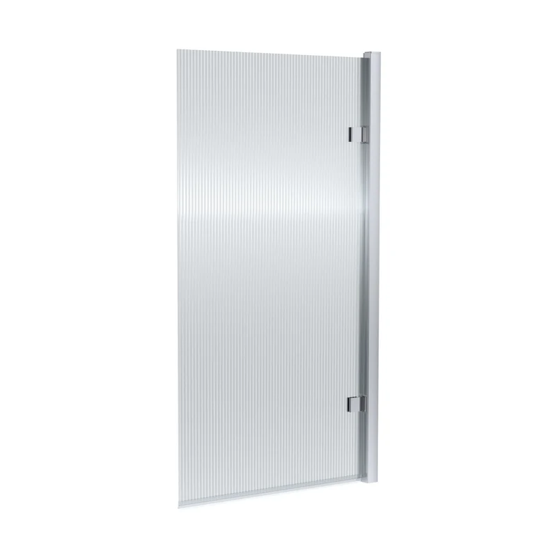 Nuie Square Hinged Fluted Bath Screen - 8mm Contemporary Chrome Aluminium 1520x830x24mm