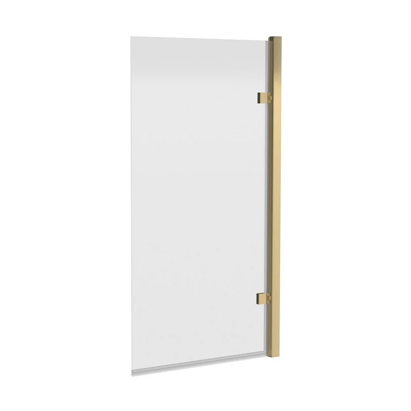 Nuie Pacific Square Hinged Bath Screen Contemporary Brushed Brass Aluminium 1520x830x24mm