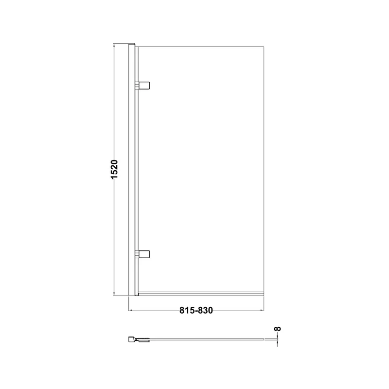 Nuie Pacific Square Hinged Bath Screen Contemporary Brushed Brass Aluminium 1520x830x24mm