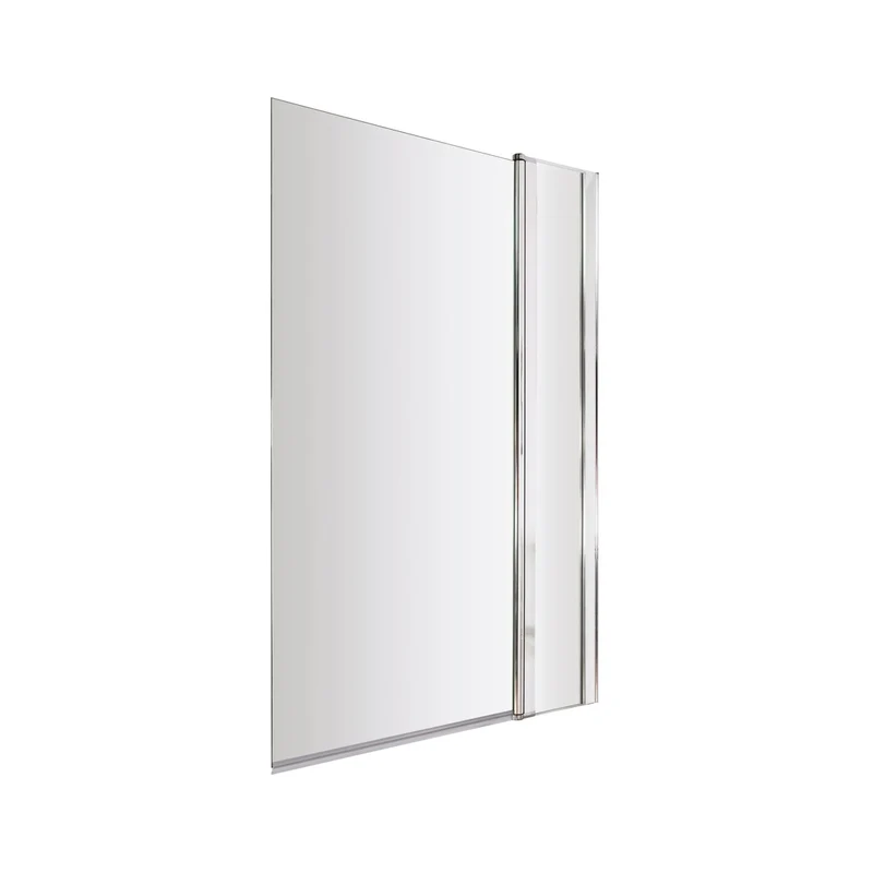 Nuie Square Bath Screen With Fixed Panel Contemporary Chrome Aluminium 1433x998x24mm