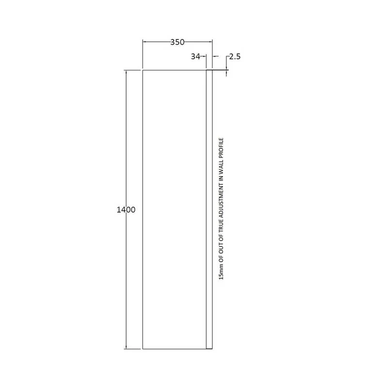 Nuie 350mm Fixed Bath Screen Contemporary Chrome Aluminium 1400x350x26mm