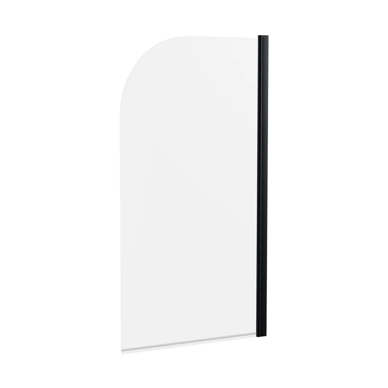 Nuie Round Bath Screen Contemporary Matt Black Aluminium 1430x790x24mm