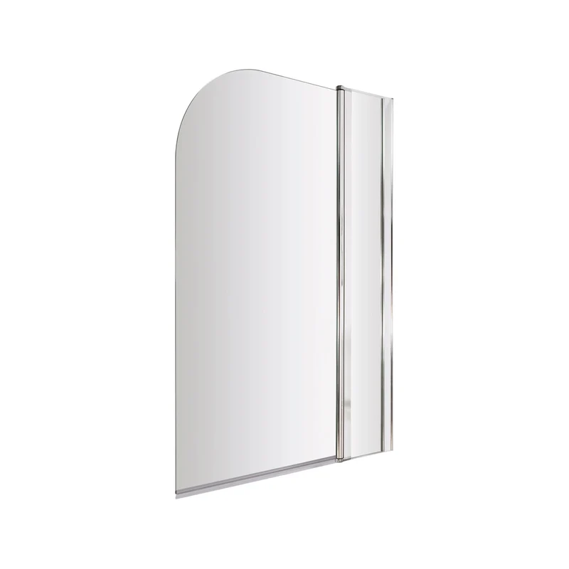 Nuie Round Bath Screen With Fixed Panel Contemporary Chrome Aluminium 1433x998x24mm