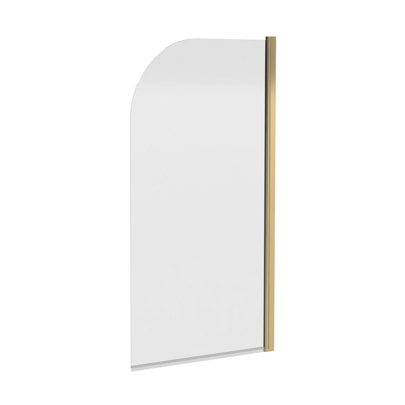 Nuie Pacific Round Bath Screen Contemporary Brushed Brass Aluminium 1430x790x24mm