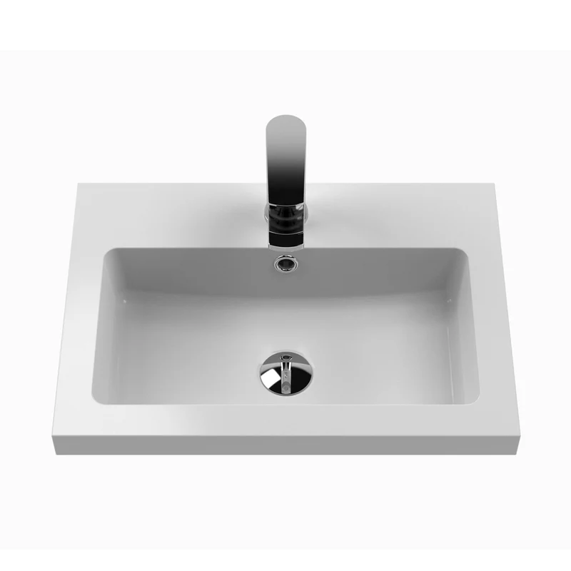 Nuie Arno Compact 600mm Floor Standing 2 Door Vanity & Polymarble Basin Contemporary Satin Green MFC Painted Matt 840x603x353mm