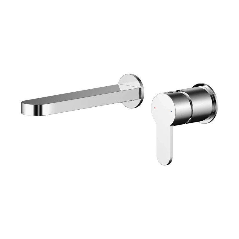 Nuie Arvan Wall Mounted 2 Tap Hole Basin Mixer Contemporary Chrome Brass,plastic 95x147x195mm