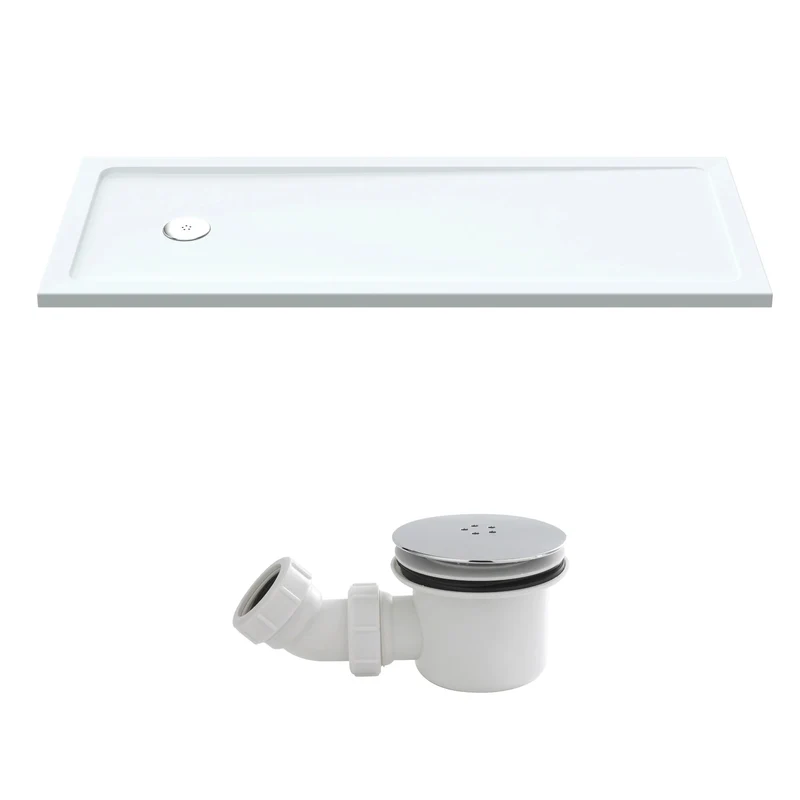 Stone Resin 40mm Rectangular Shower Tray 1700 x 700mm With End Waste