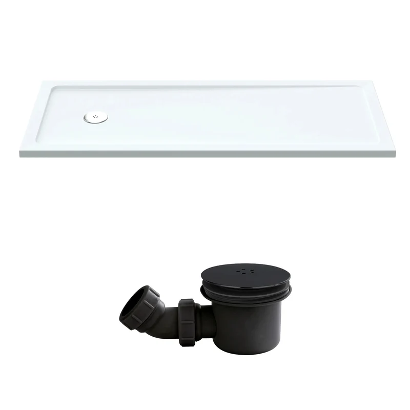 Stone Resin 40mm Rectangular Shower Tray 1700 x 700mm With End Waste