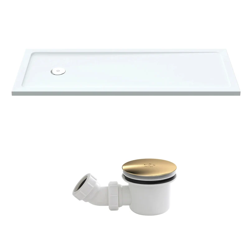 Stone Resin 40mm Rectangular Shower Tray 1700 x 700mm With End Waste
