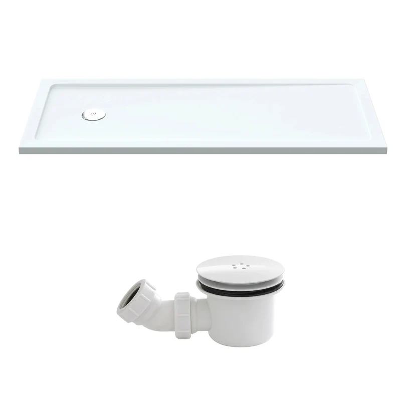 Stone Resin 40mm Rectangular Shower Tray 1700 x 700mm With End Waste