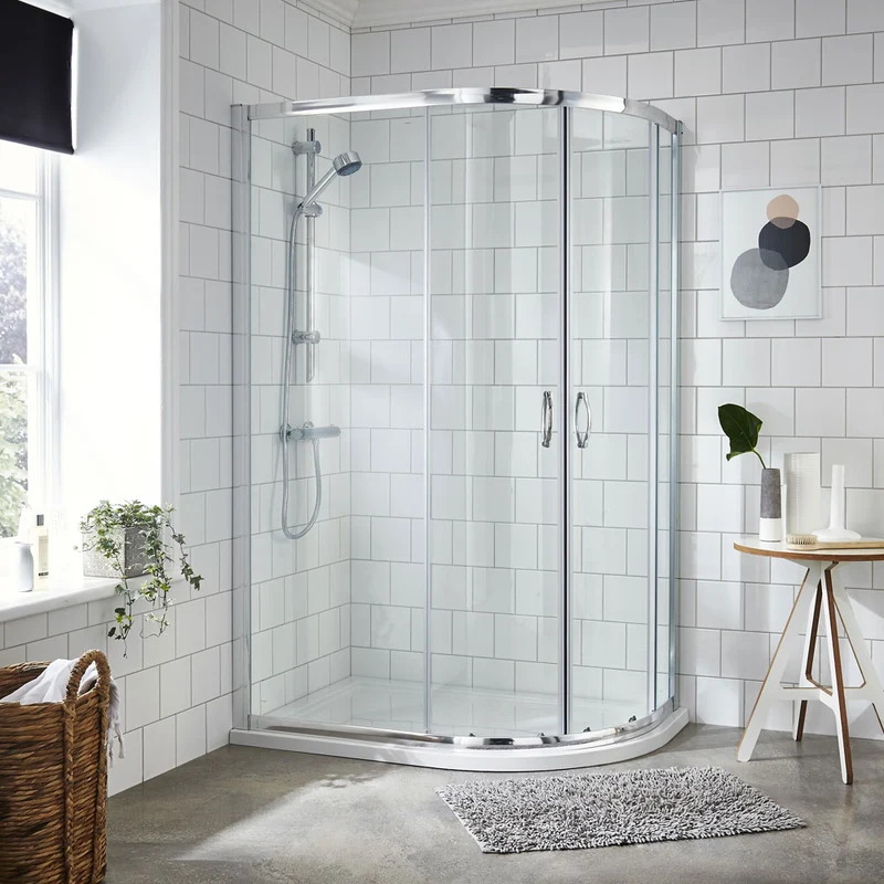 Stone Resin 40mm Offset Quadrant Shower Tray & Waste 1200 x 900mm Left Hand