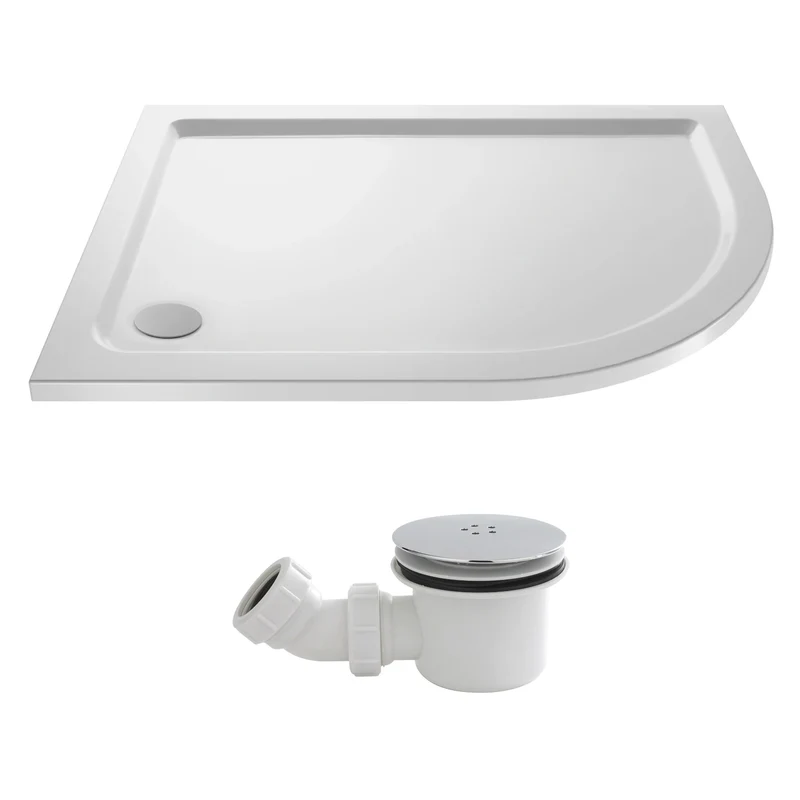 Stone Resin 40mm Offset Quadrant Shower Tray & Waste 1200 x 800mm Right Hand