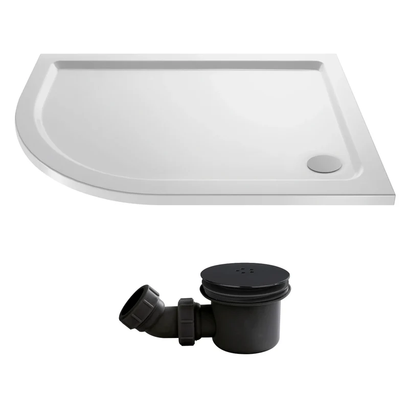 Stone Resin 40mm Offset Quadrant Shower Tray & Waste 1200 x 800mm Left Hand