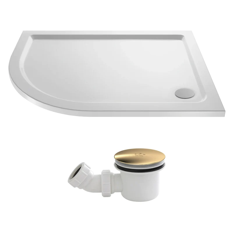 Stone Resin 40mm Offset Quadrant Shower Tray & Waste 1200 x 800mm Left Hand