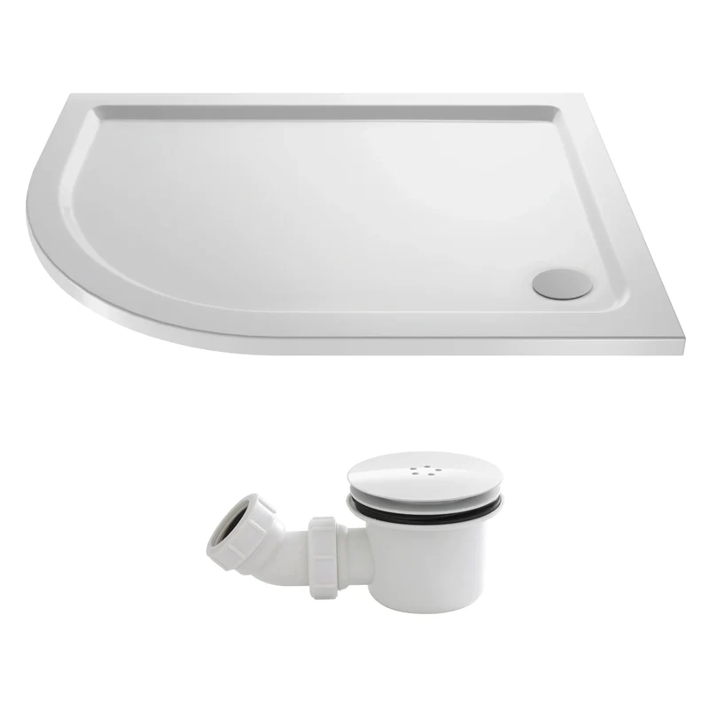 Stone Resin 40mm Offset Quadrant Shower Tray & Waste 1200 x 800mm Left Hand