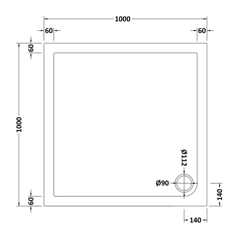 Stone Resin 40mm Square Shower Tray & Waste 1000 x 1000mm