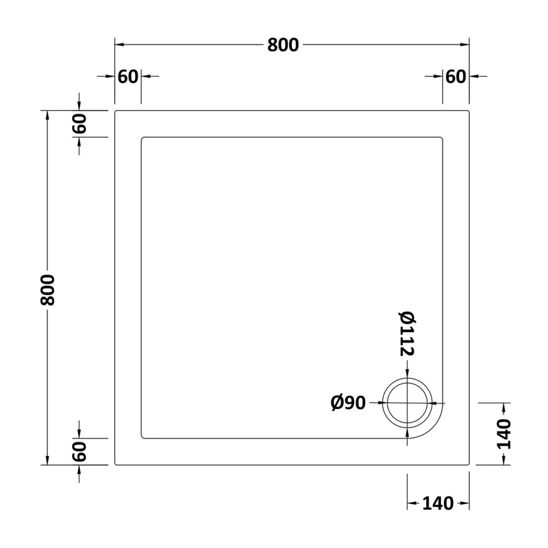 Stone Resin 40mm Square Shower Tray & Waste 800 x 800mm