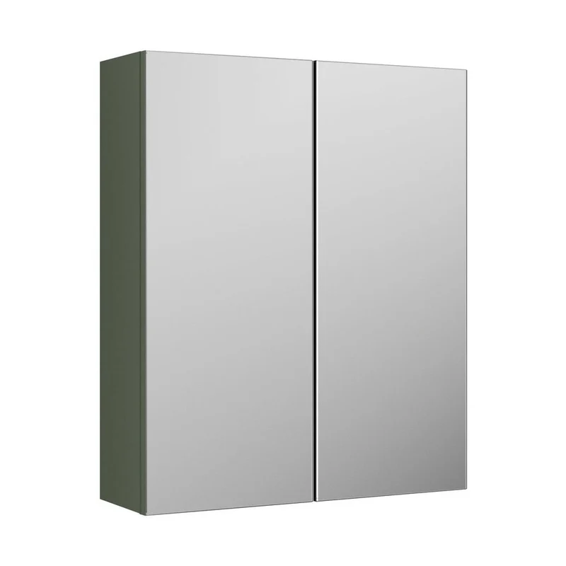 Nuie Arno 600mm Mirror Unit (50/50) Contemporary Satin Green MFC Painted Matt 715x600x182mm