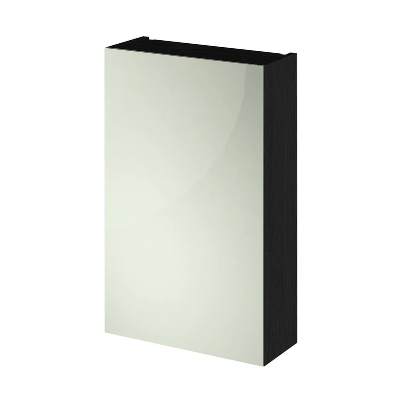 Nuie Fusion 450mm Mirror Cabinet Contemporary Charcoal Black MFC Textured Woodgrain 715x450x182mm