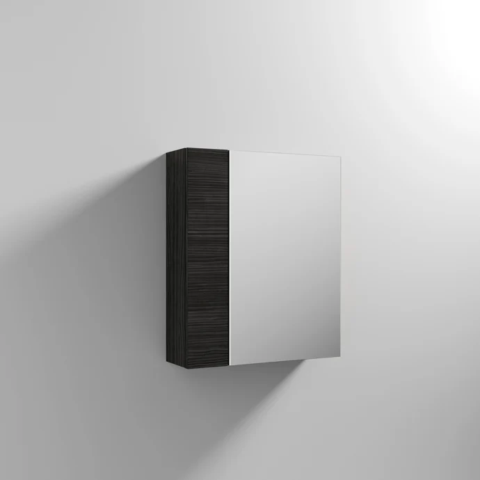 Cape 600mm Mirror Cabinet With 1 Small Door and 1 Large Door - Charcoal Black