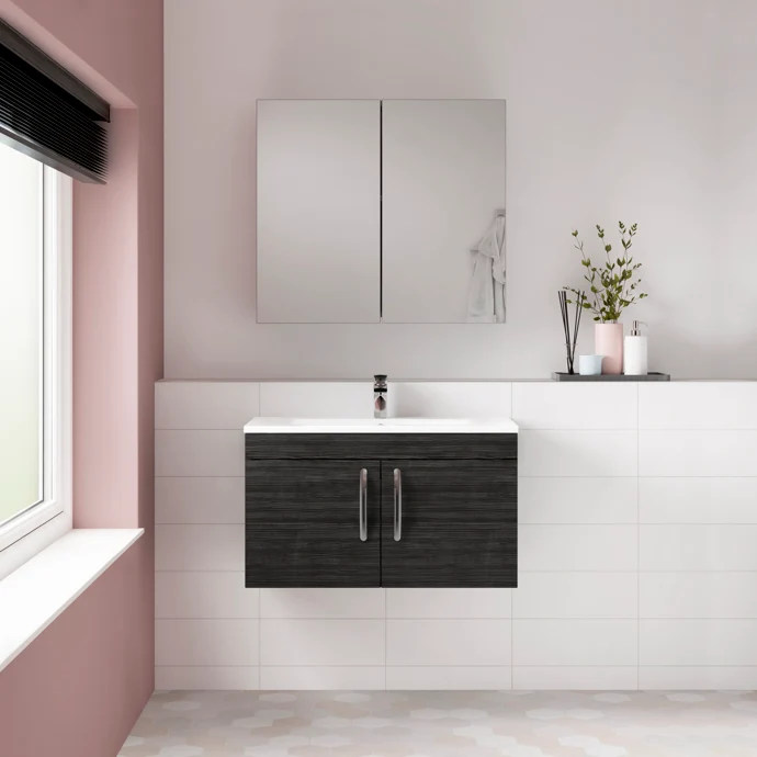 Cape 600mm Mirror Cabinet - Charcoal Black