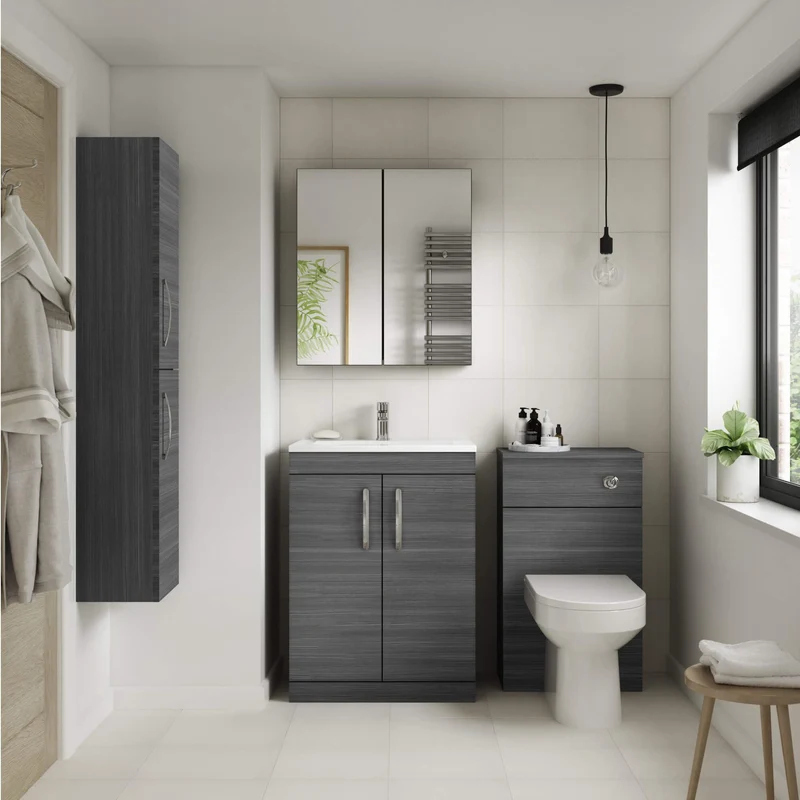 Cape 300mm Tall Unit With 1 Door - Anthracite Woodgrain