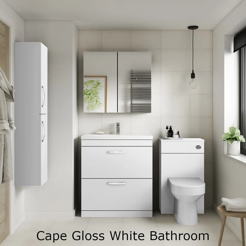 Cape 300mm Tall Unit With 1 Door - Gloss White