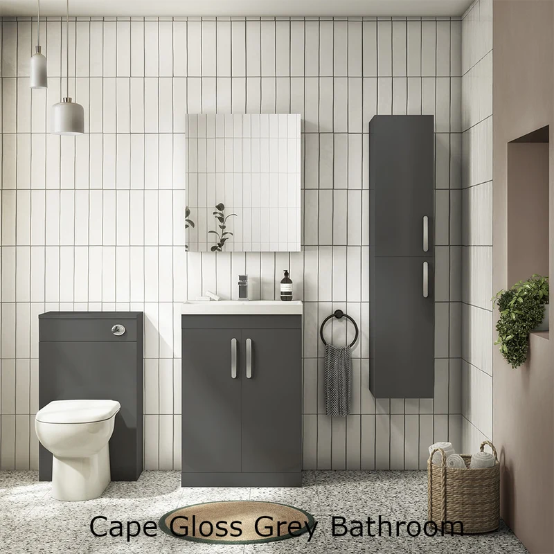 Cape 600mm Mirror Cabinet - Gloss Grey