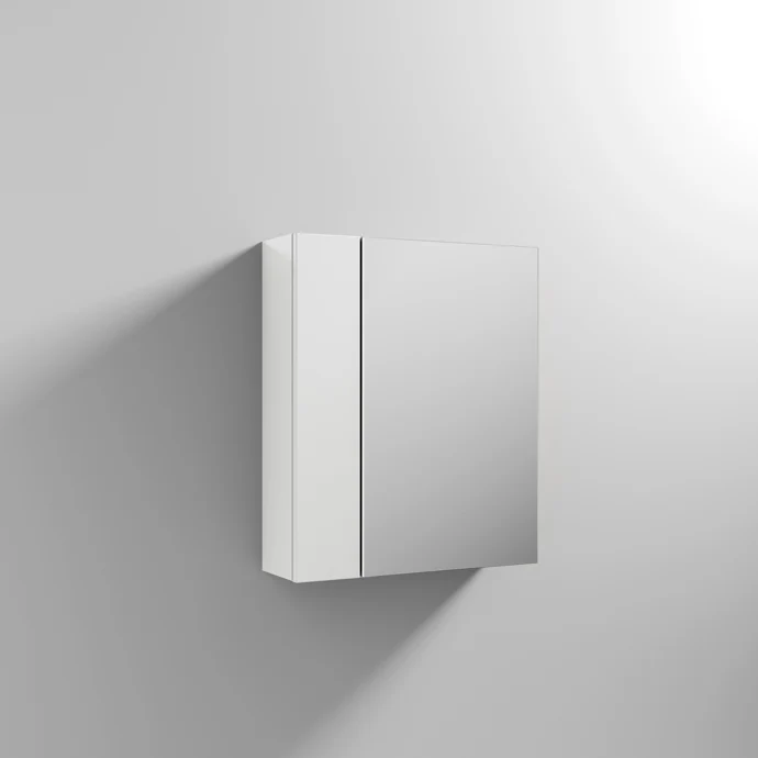 Cape 600mm Mirror Cabinet With 1 Small Door and 1 Large Door - Gloss White