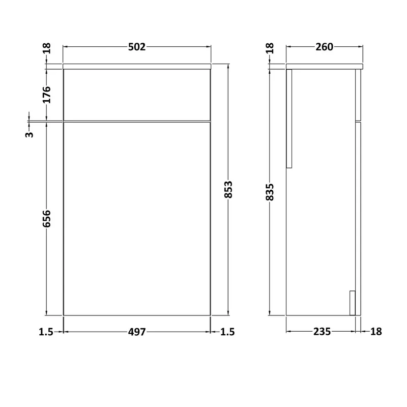 Cape 500mm Toilet Unit - Gloss Grey