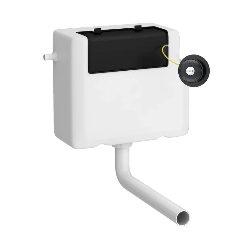 Universal Access Dual Flush Concealed Cistern With Side Inlet & Traditional Flush Button - Matt Black